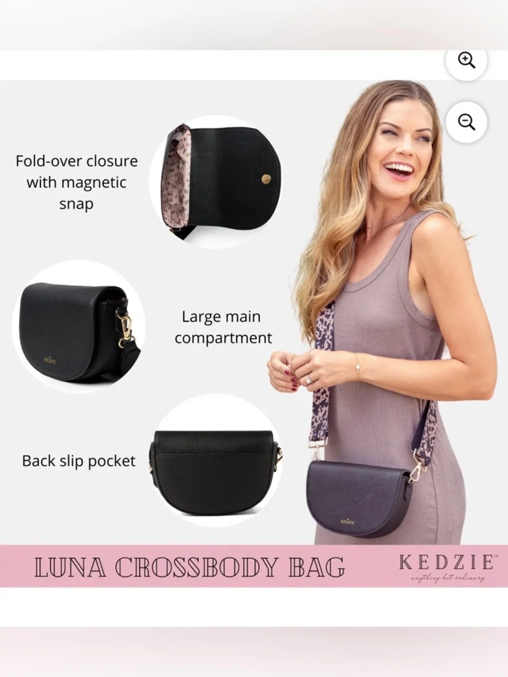 Kedzie Black Luna Crossbody Bag - Picture 3 of 4